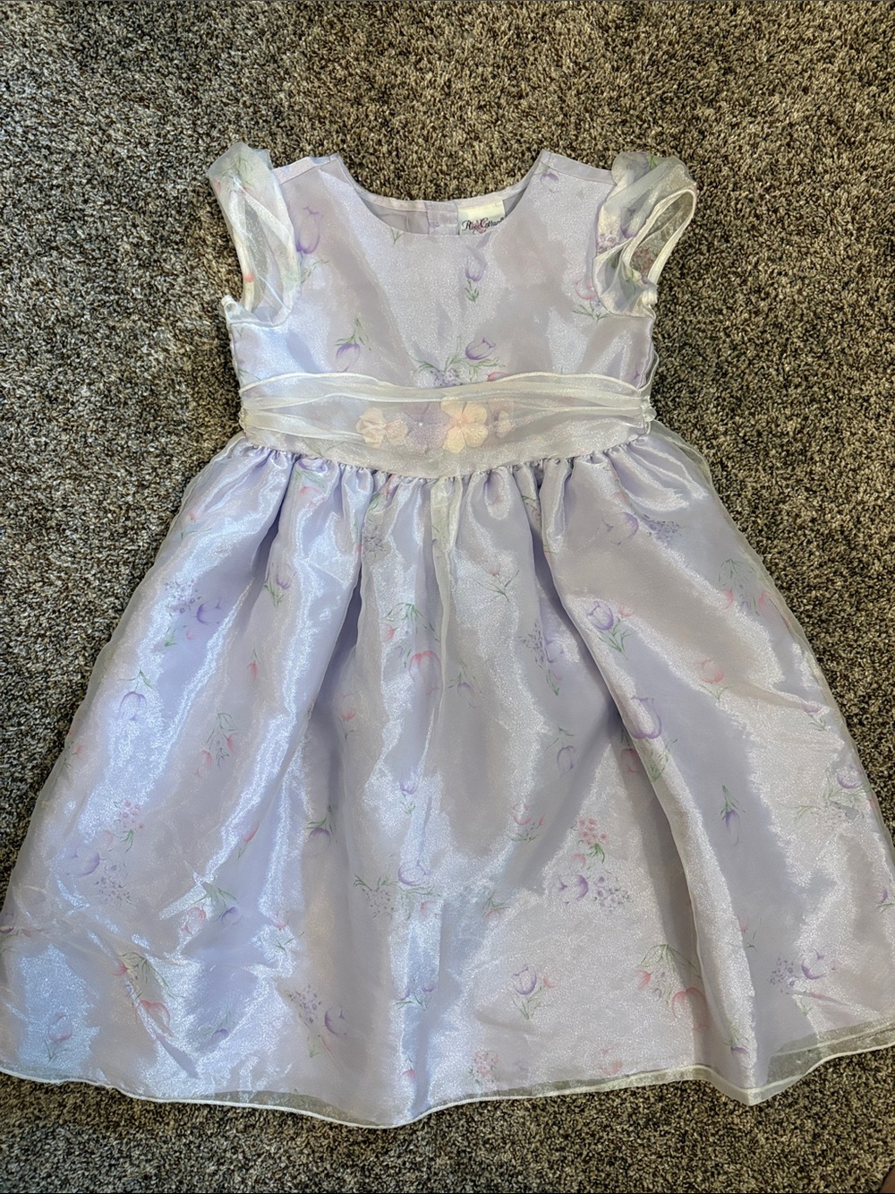Girls' Lavender Organza Floral Party Dress Rose Cottage Sz 6